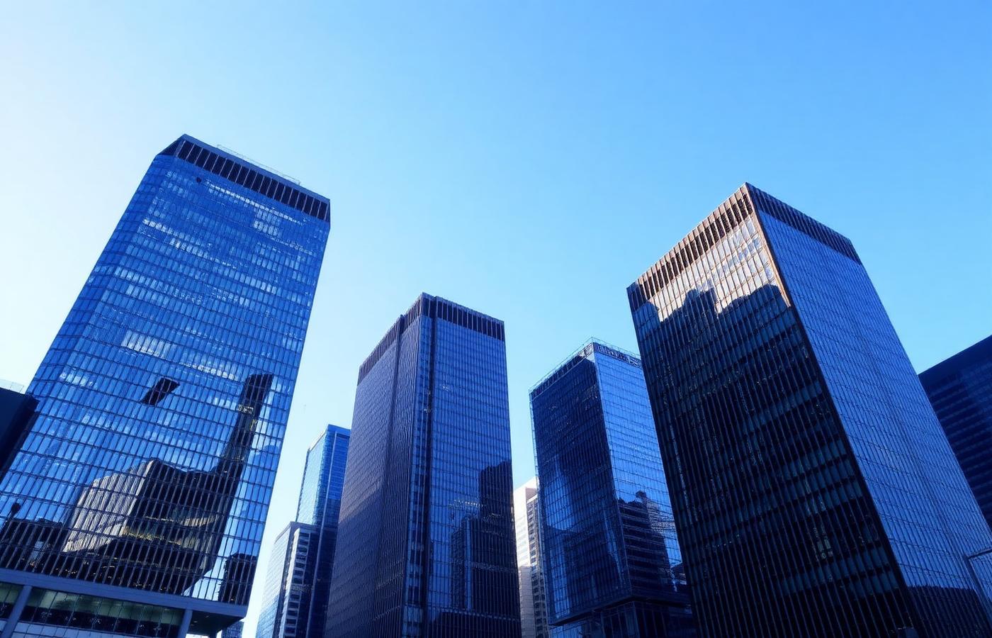Modern financial district skyline